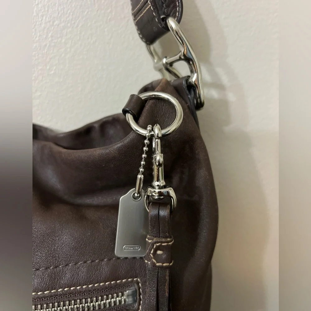 Vintage Coach #1414 Elegant Brown Leather Shoulder Bag